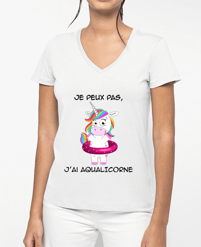 T-shirt femme col V Aqualicorne par Nathéo