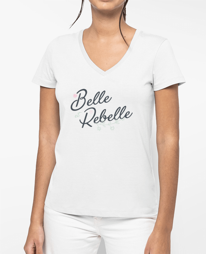 T-shirt femme col V Belle et Rebelle par tunetoo