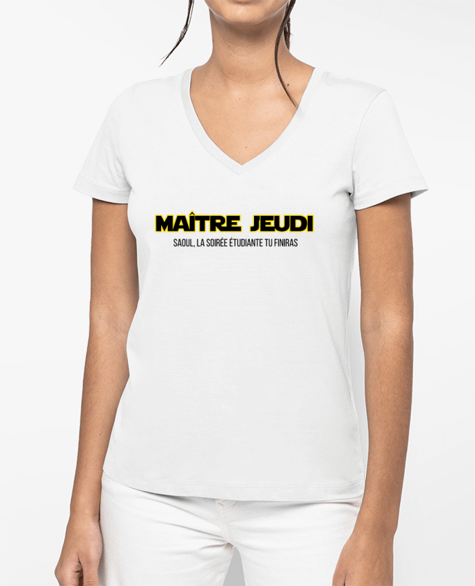 T-shirt écoresponsable col V femme Maître jeudi por tunetoo