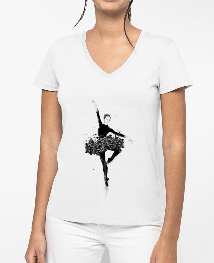 T-shirt femme col V Floral dance par Balàzs Solti