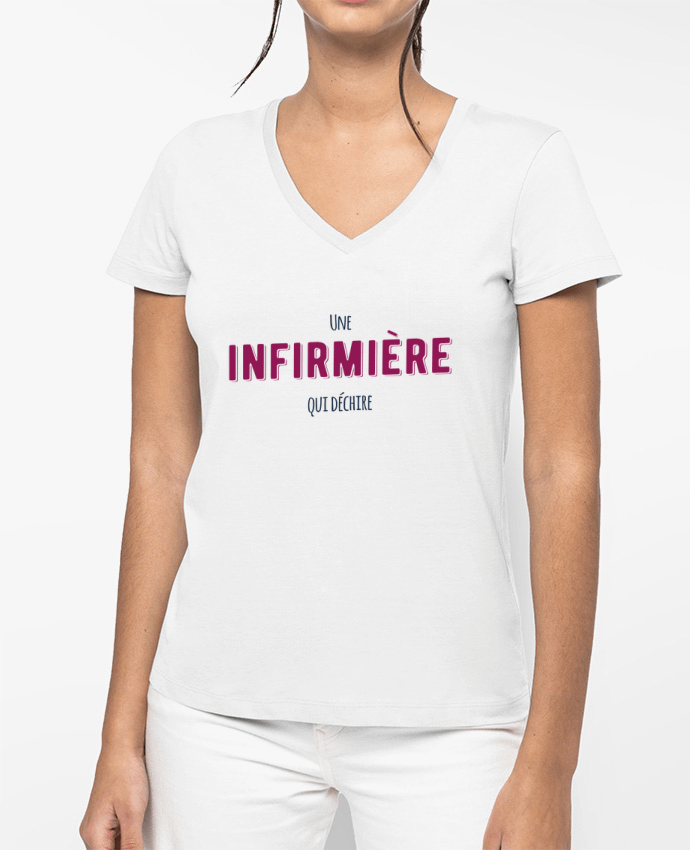T-shirt femme col V Une infirmière qui déchire par tunetoo