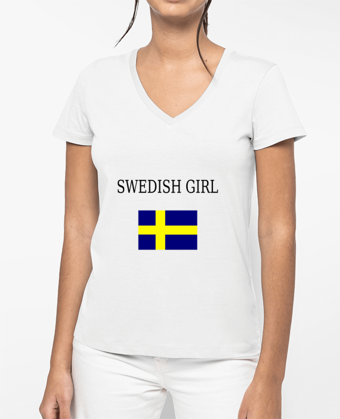 T-shirt femme col V SWEDISH GIRL par Dott