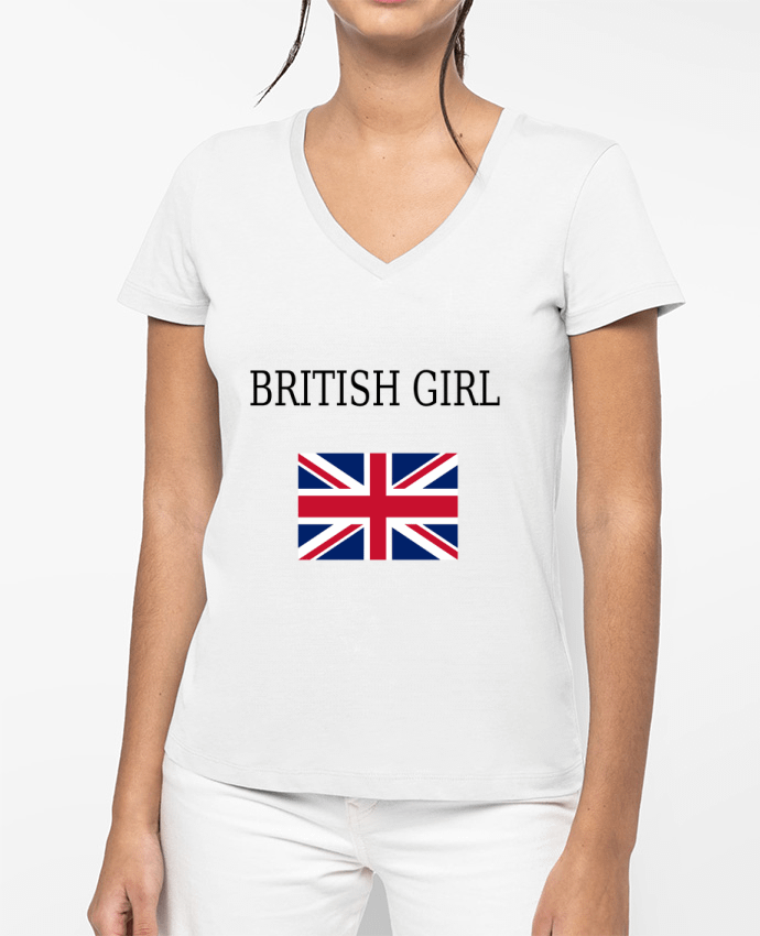 T-shirt femme col V BRITISH GIRL par Dott