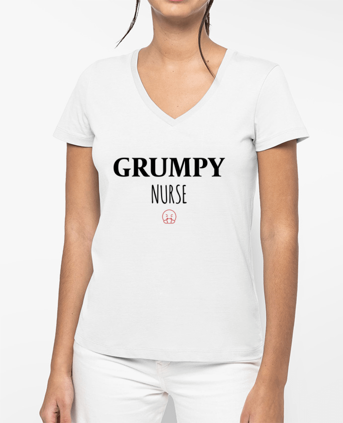 T-shirt femme col V Grumpy Nurse par tunetoo