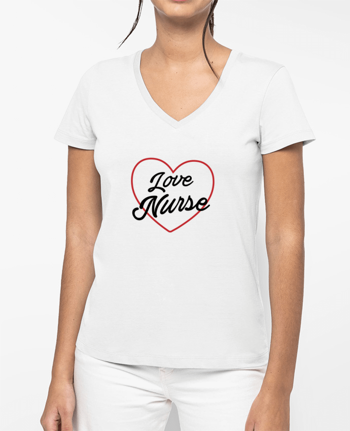 T-shirt femme col V Love Nurse par tunetoo