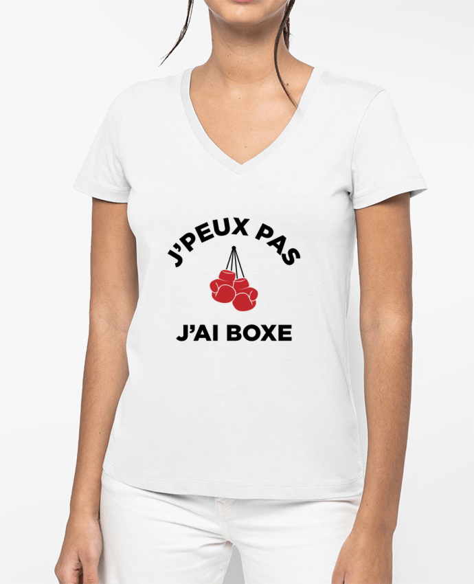 T-shirt femme col V J'peux pas j'ai boxe par tunetoo