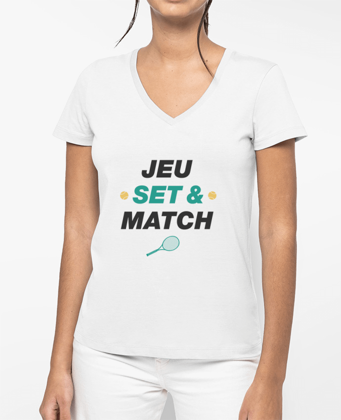 T-shirt femme col V Jeu Set & Match par tunetoo