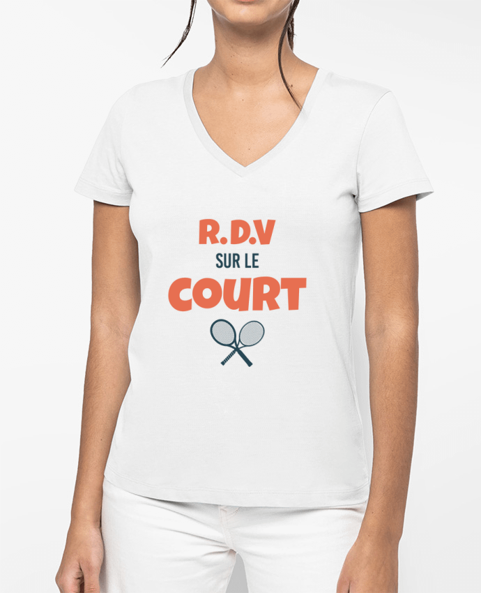 T-shirt femme col V RDV sur le court par tunetoo