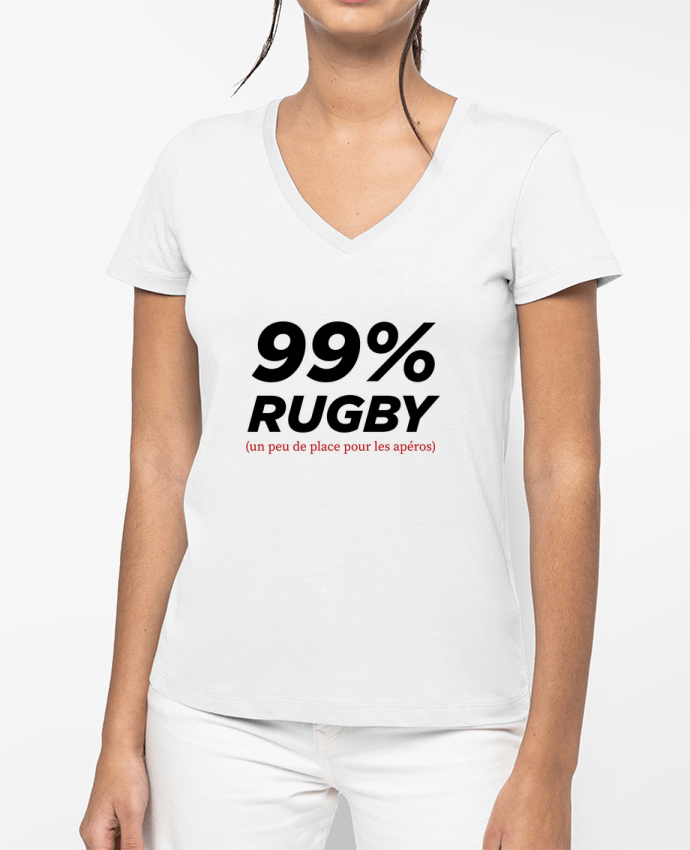 T-shirt femme col V 99% Rugby par tunetoo