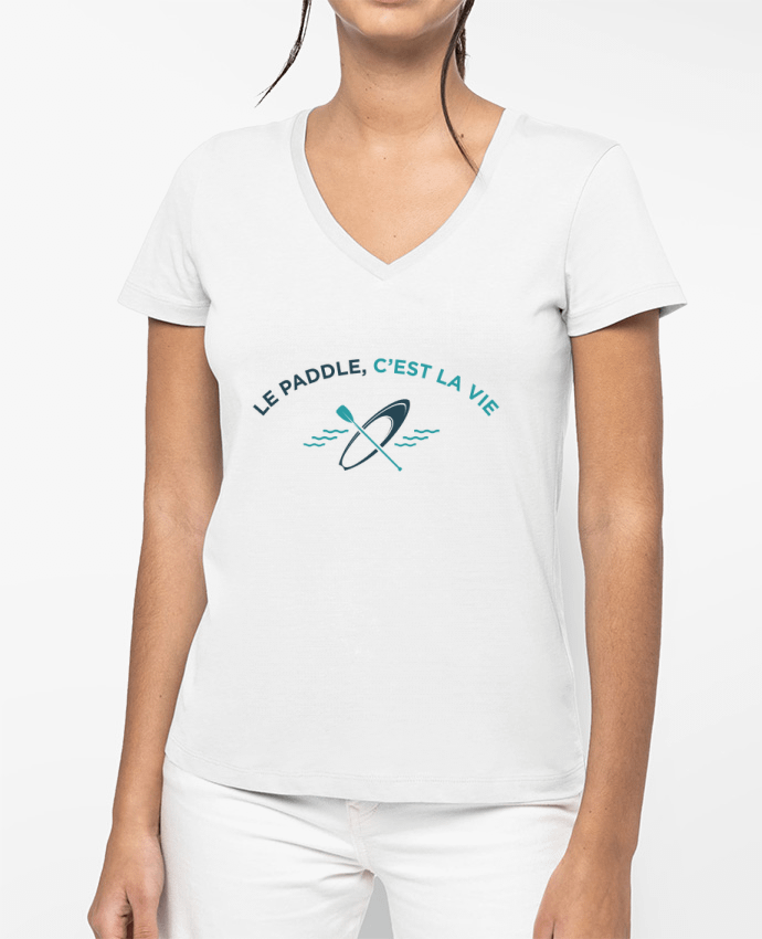 T-shirt femme col V Le paddle, c'est la vie par tunetoo