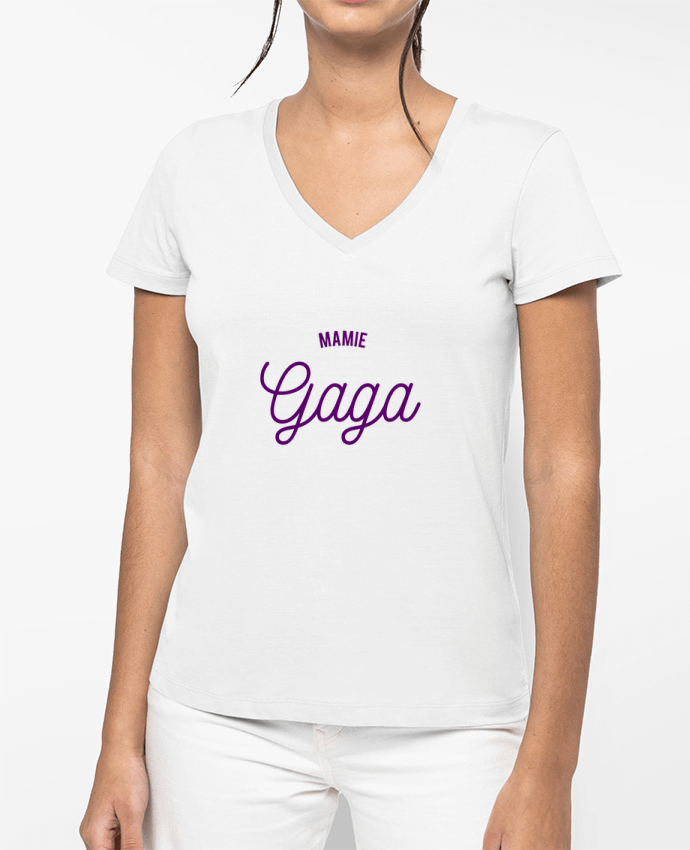 T-shirt femme col V Mamie Gaga par tunetoo