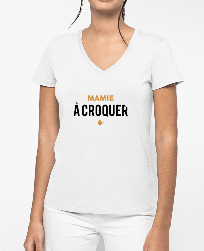 T-shirt femme col V Mamie à croquer par tunetoo