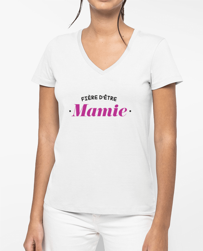 T-shirt femme col V Fière d'être mamie par tunetoo