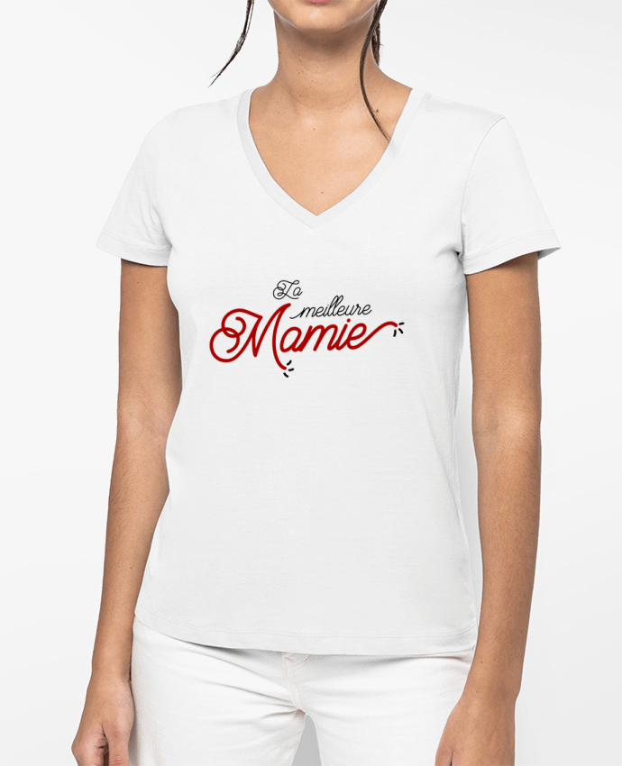 T-shirt femme col V La meilleure Mamie par tunetoo