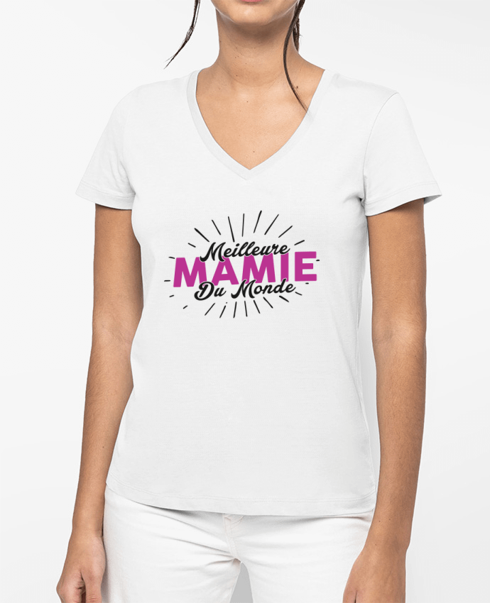 T-shirt femme col V Meilleure mamie du monde par tunetoo