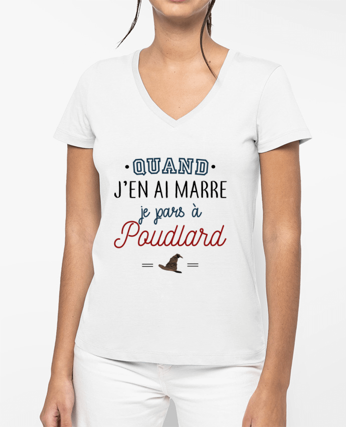 T-shirt femme col V Je pars à Poudlard par La boutique de Laura