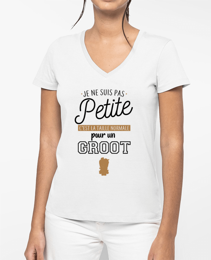 T-shirt femme col V Taille normal pour un Groot par La boutique de Laura