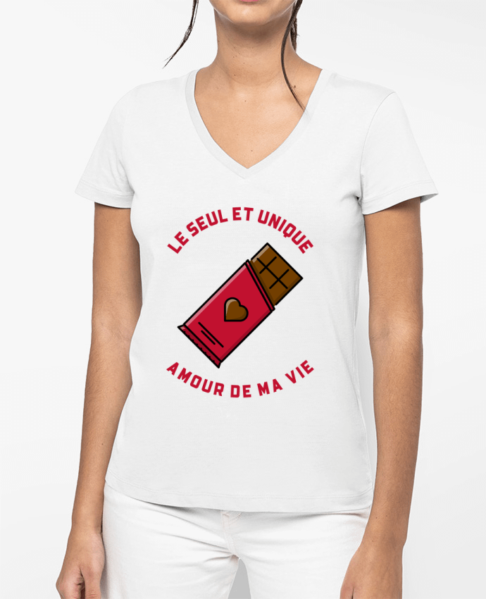 T-shirt femme col V Le seul et unique amour de ma vie par La boutique de Laura