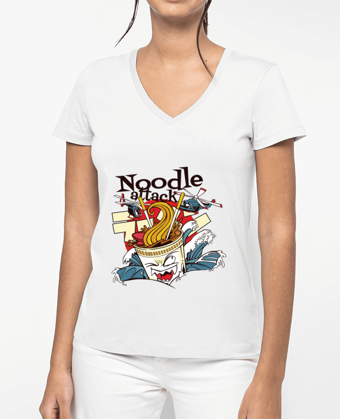T-shirt femme col V El Ataque del Ramen Monstruoso par MaaxLoL