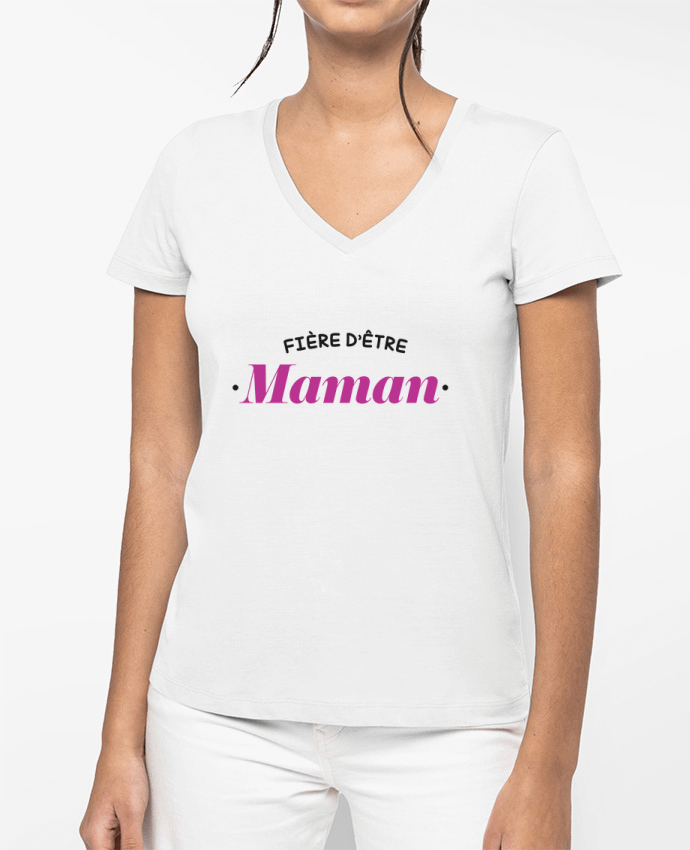 T-shirt femme col V Fière d'être maman par tunetoo
