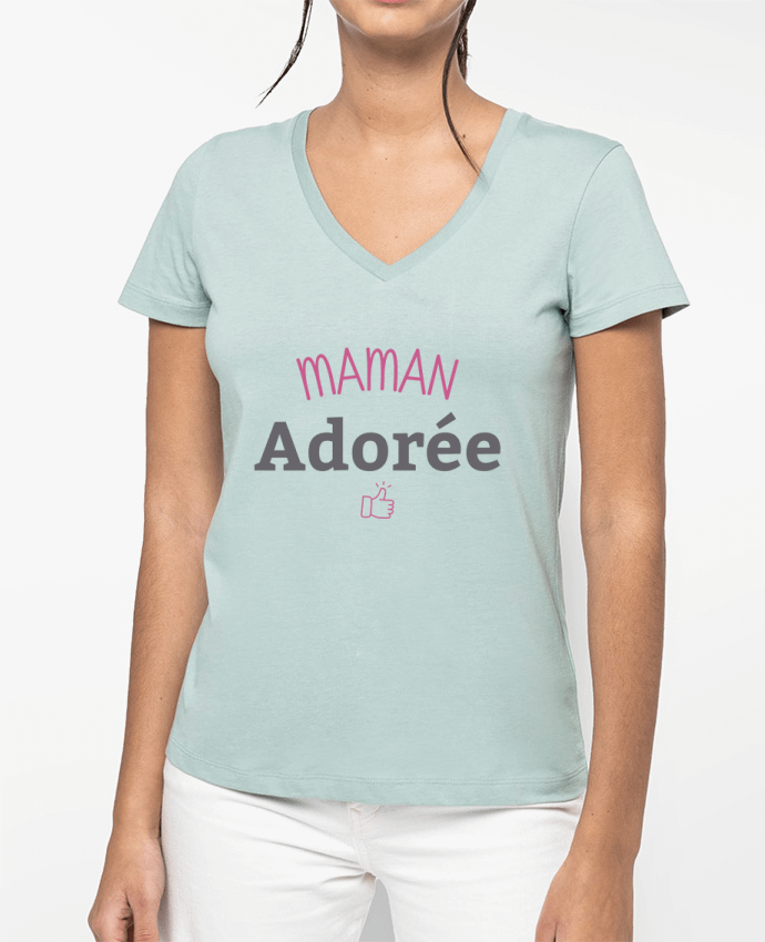 T-shirt femme col V Maman adorée par tunetoo