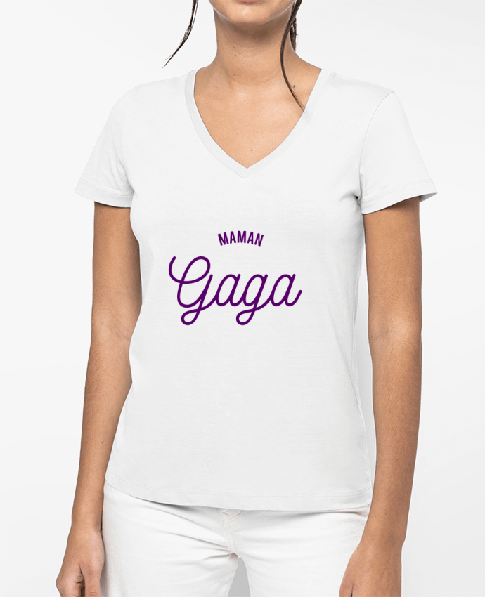 T-shirt femme col V Maman gaga par tunetoo