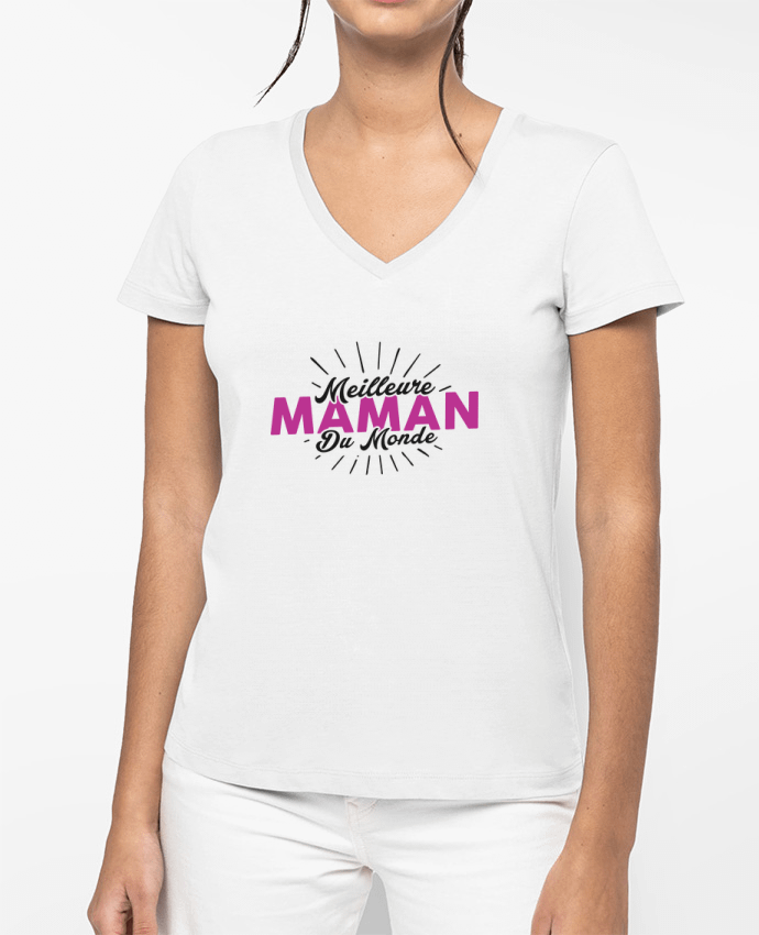 T-shirt femme col V Meilleure maman du monde par tunetoo