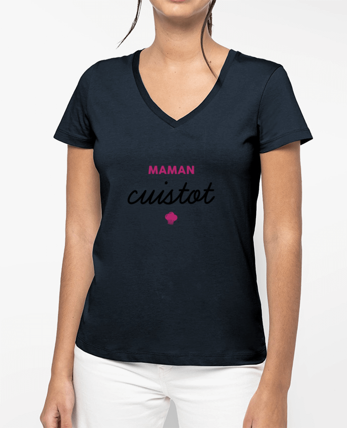 T-shirt femme col V Maman Cuistot par tunetoo