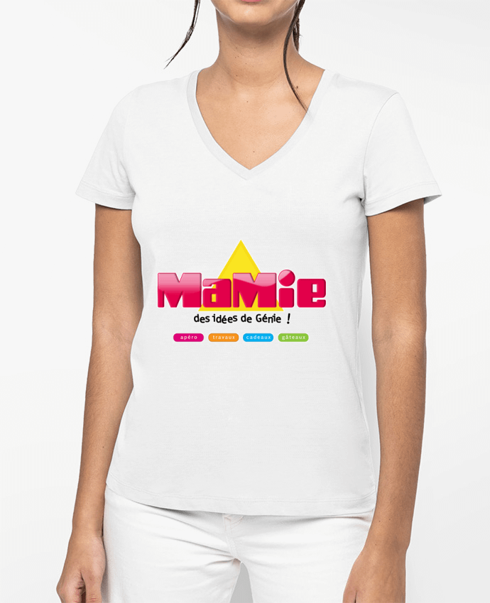 T-shirt femme col V Mamie des idées de génie par JYR Studios