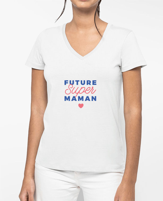 T-shirt femme col V Future super maman par Nana