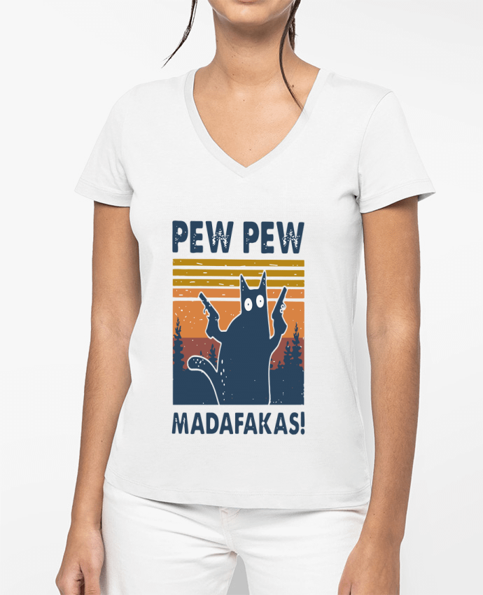 T-shirt femme col V Pew Pew Madafakas! par Geekshow