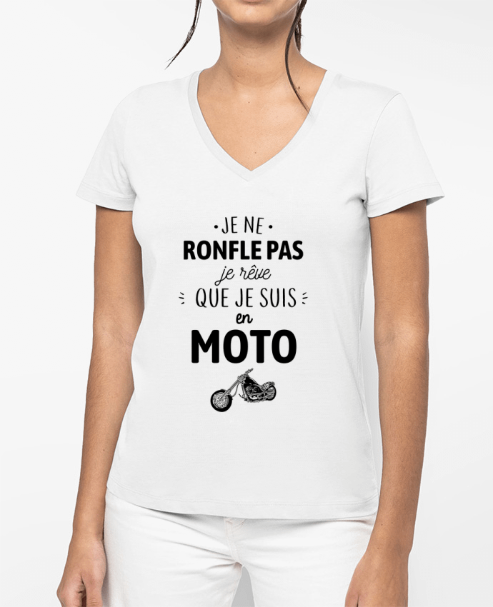 T-shirt femme col V Je ne ronfle pas par La boutique de Laura