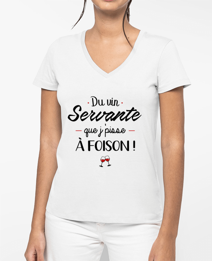 T-shirt femme col V Du vin servante par La boutique de Laura