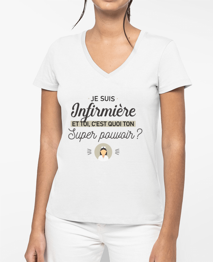 T-shirt femme col V Je suis infirmière par La boutique de Laura