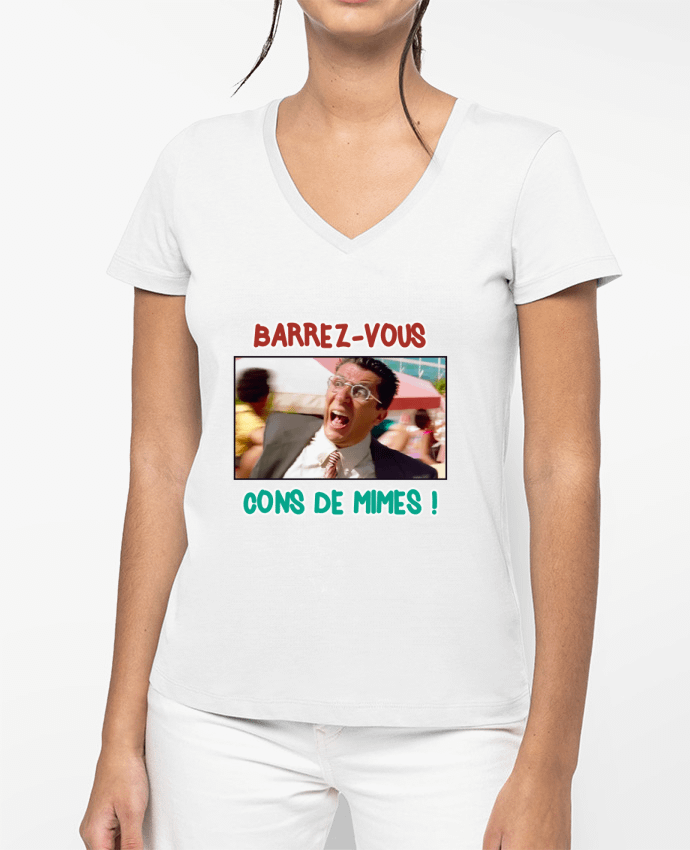 T-shirt femme col V Barrez-vous cons de mimes ! par La boutique de Laura