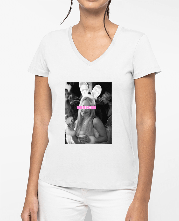 T-shirt femme col V Bitch par La boutique de Laura