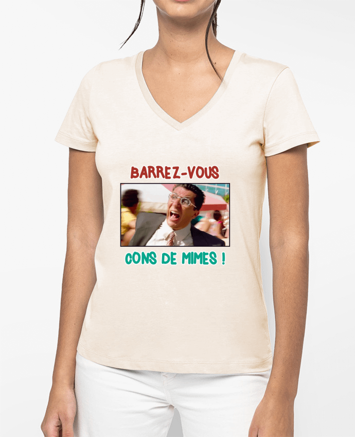 T-shirt femme col V Barrez-vous cons de mimes ! par La boutique de Laura