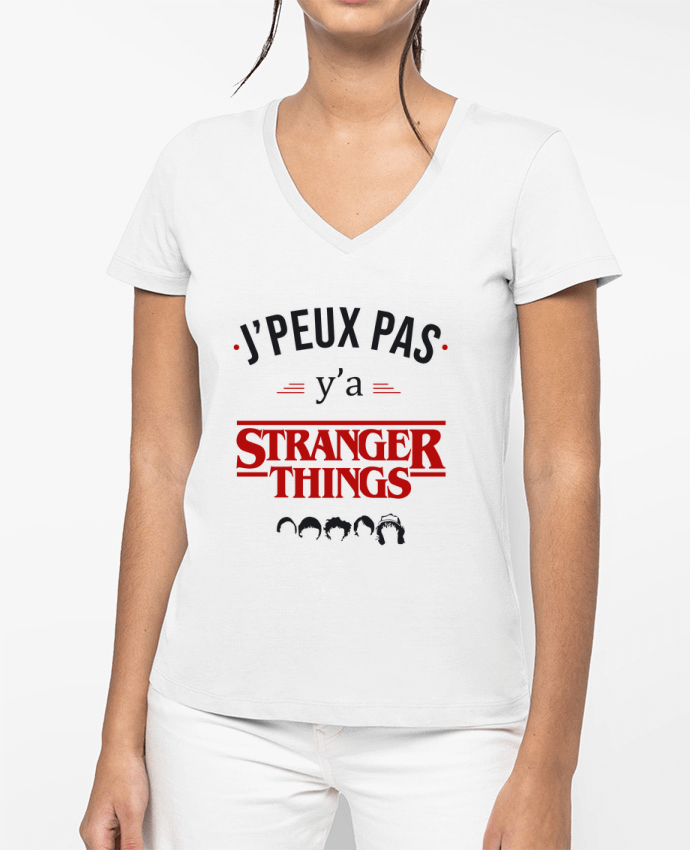 T-shirt femme col V J'peux pas y'a Stranger Things par La boutique de Laura