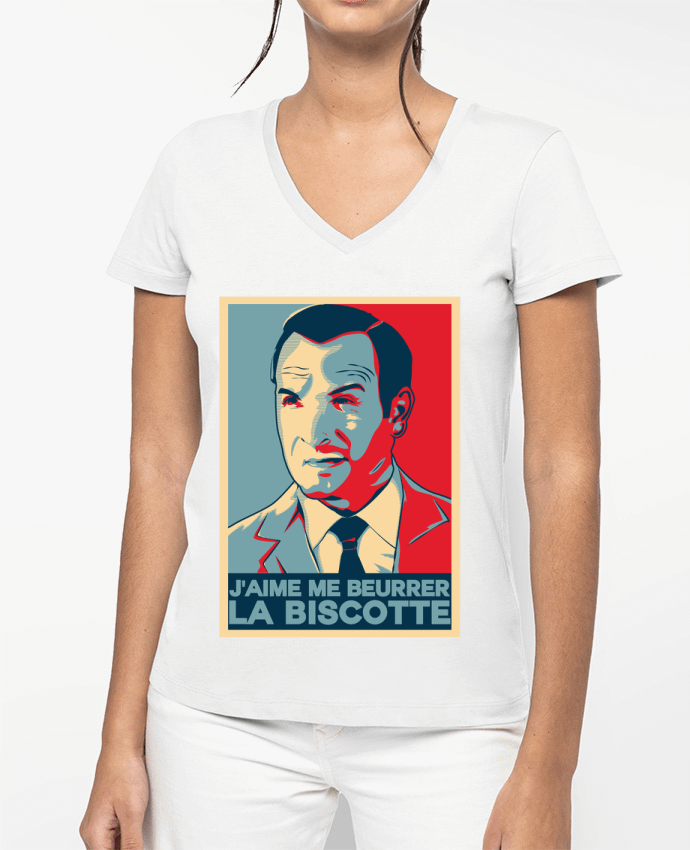 T-shirt femme col V OSS 117 la biscotte par PTIT MYTHO