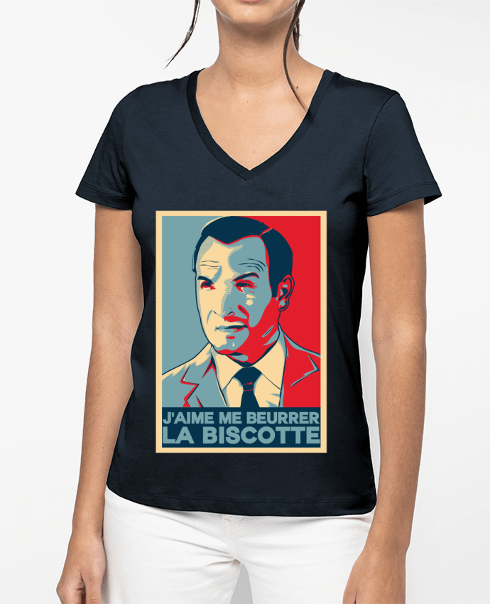 T-shirt femme col V OSS 117 la biscotte par PTIT MYTHO