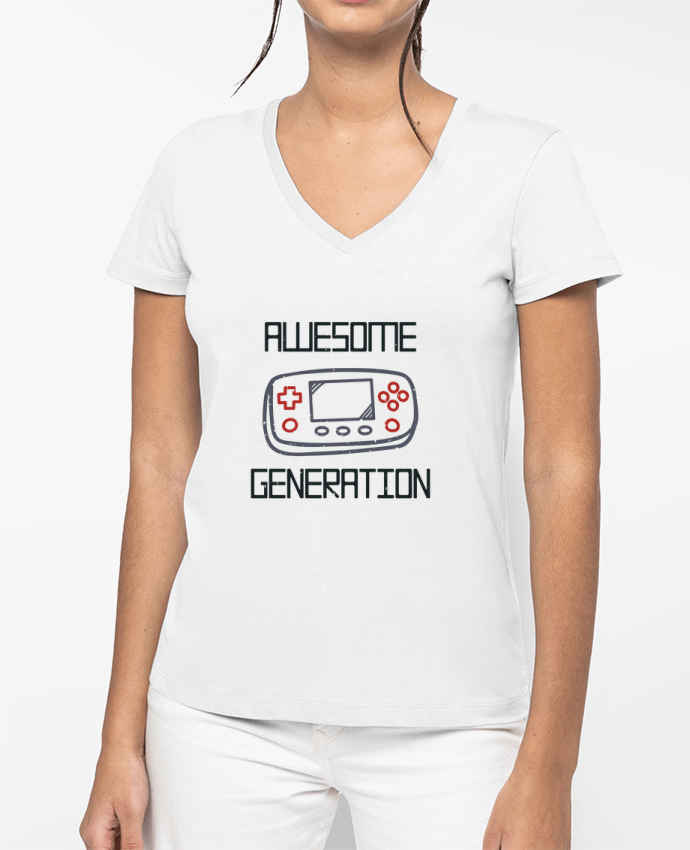 T-shirt femme col V Awesome Generation par tunetoo