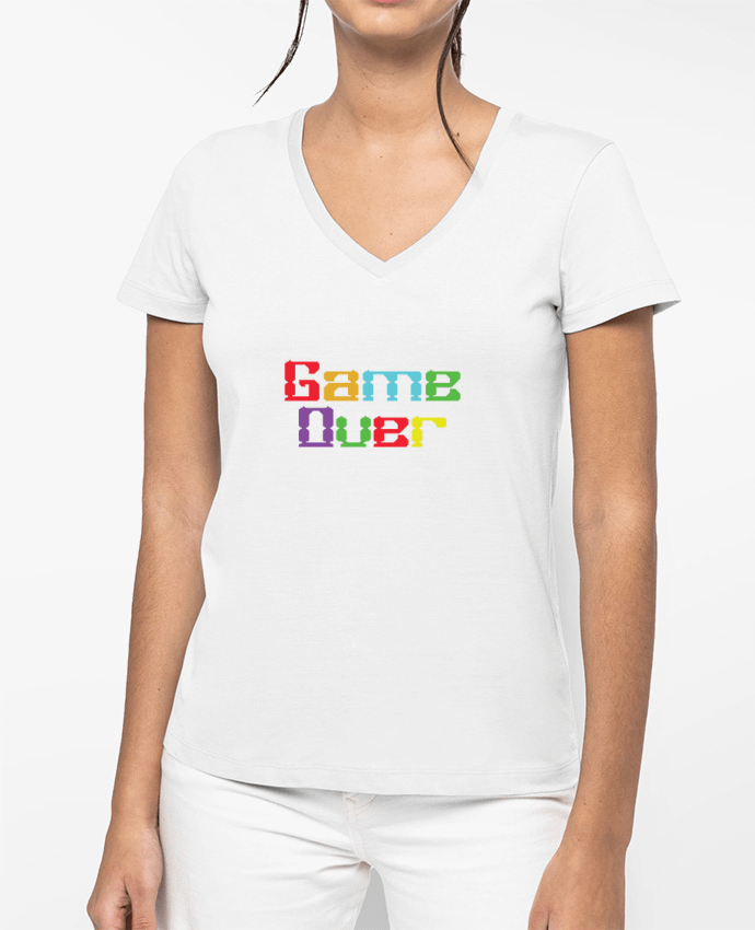 T-shirt femme col V Game Over Geek par tunetoo
