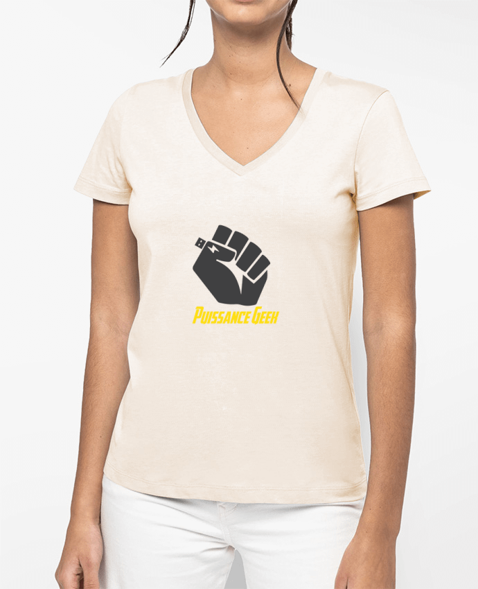 T-shirt femme col V Puissance Geek par tunetoo