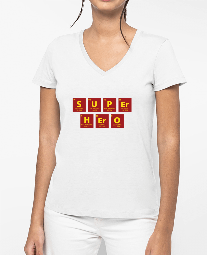 T-shirt femme col V Super Hero - Geek par tunetoo