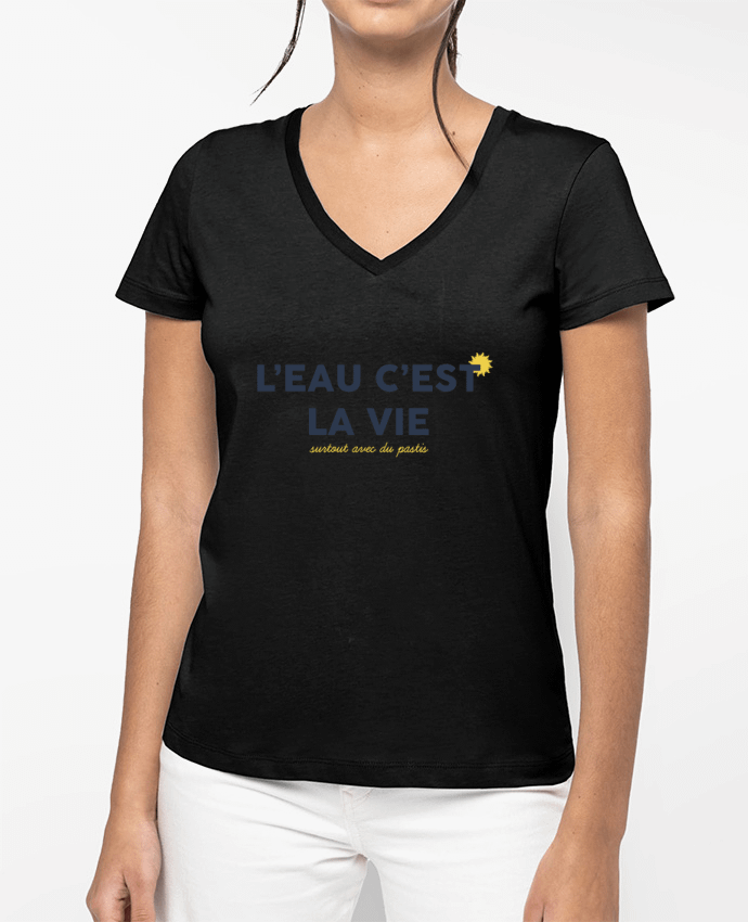 T-shirt femme col V L'eau c'est la vie - Apéro par tunetoo