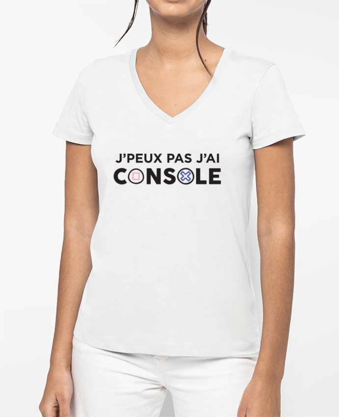 T-shirt femme col V J'peux pas j'ai console par tunetoo