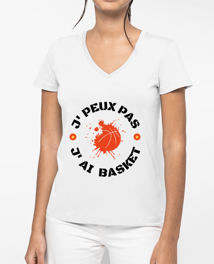 T-shirt femme col V je peux pas j' ai basket par Fridaé