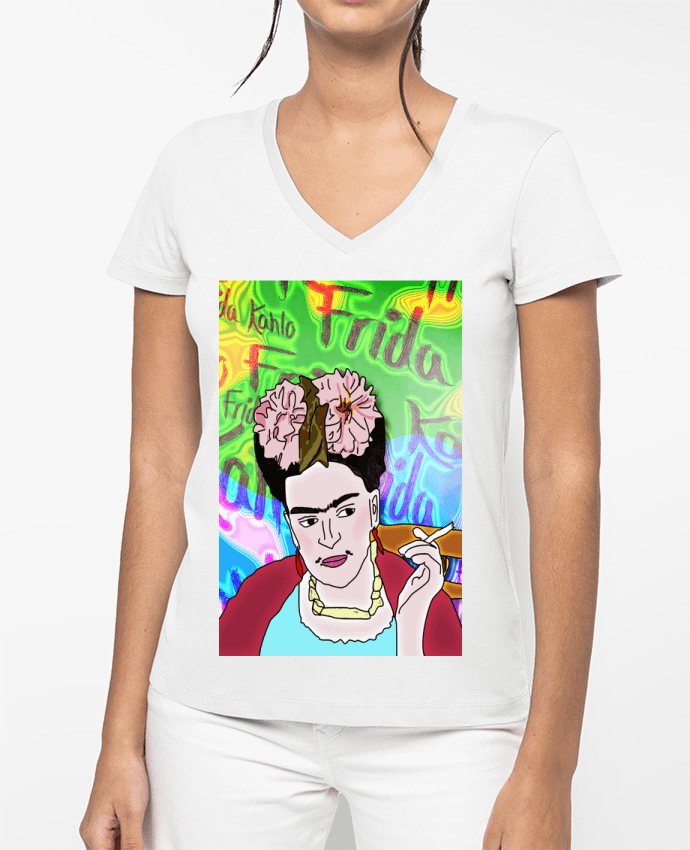 T-shirt femme col V Frida Grown par ViriDesign