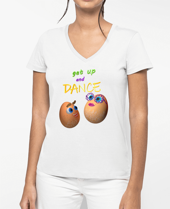 T-shirt femme col V get up and dance par JustFree
