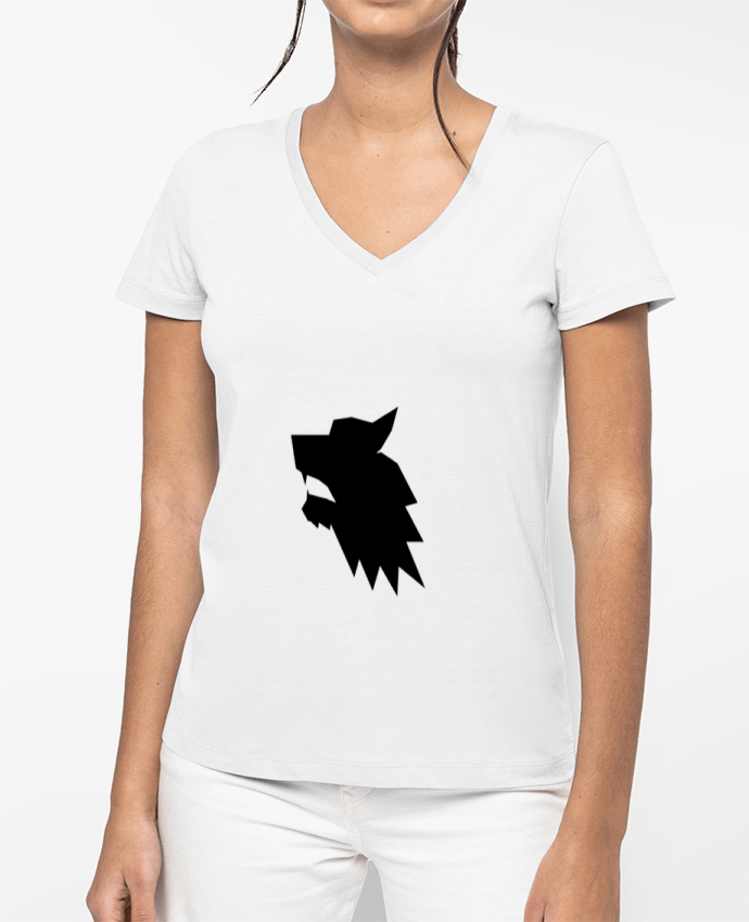 T-shirt femme col V wolf par Giarior05
